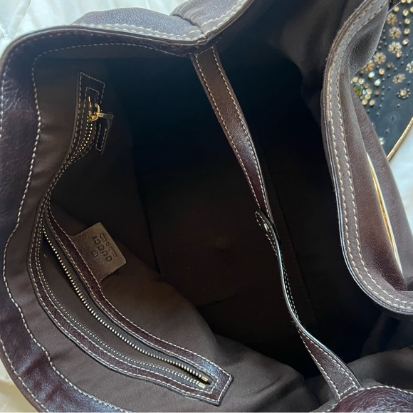 Gucci Britt GG leather web tote bag dark chocolate brown. Authentic. - Picture 3 of 4